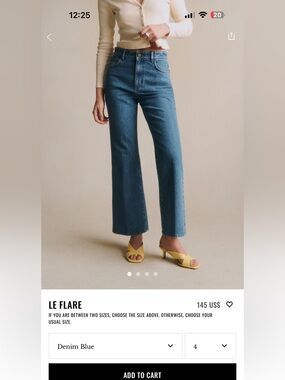 Sezane Le Flare Denim Blue - Size 4